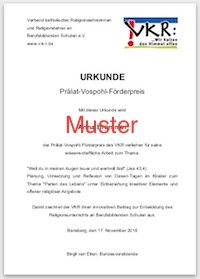 Prälat-Vospohl-Preis - Urkunde (c) v-k-r.de